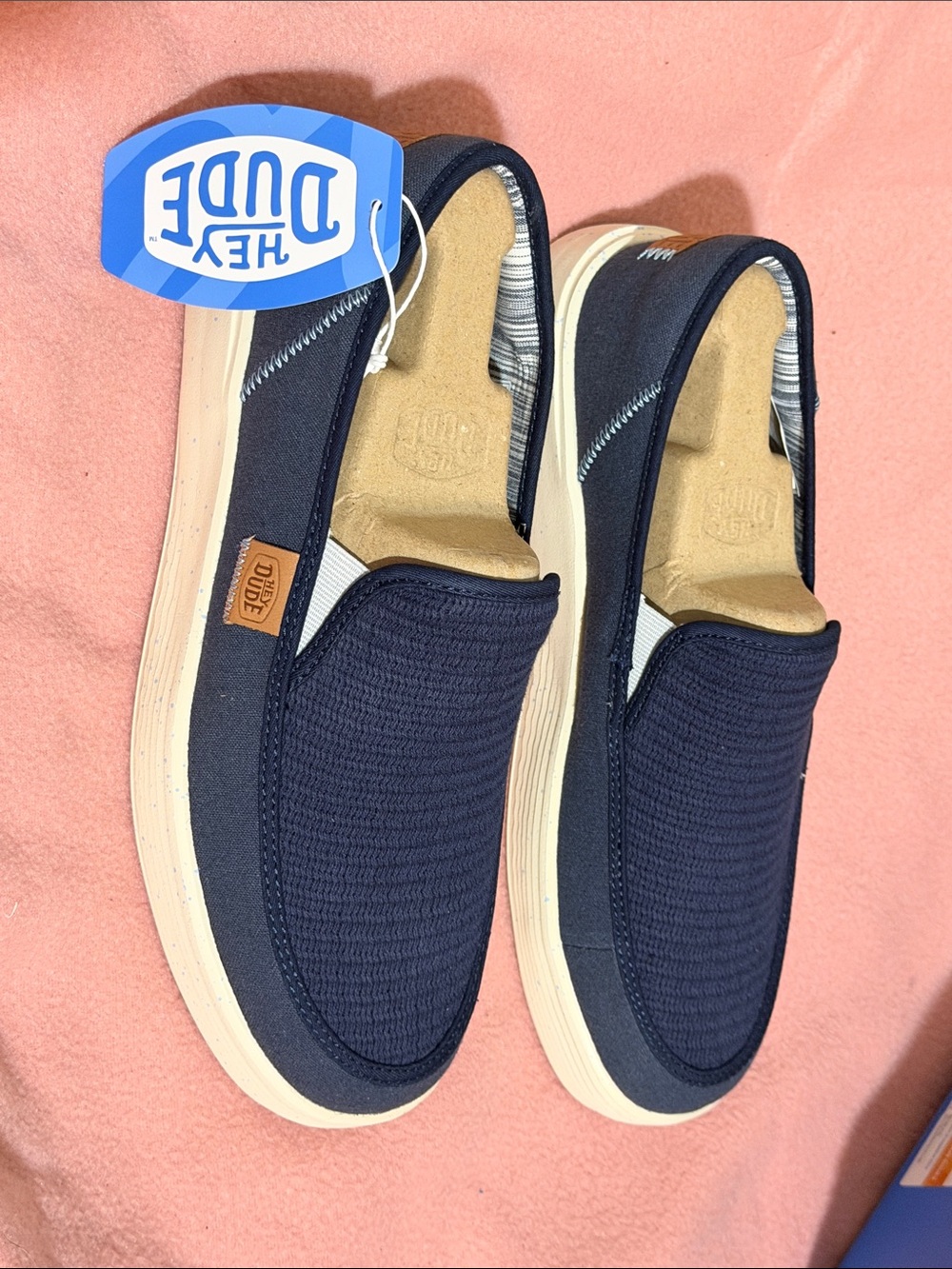 Hey Dude Navy Slip-On Casual Loafers with Cream Sole size 11